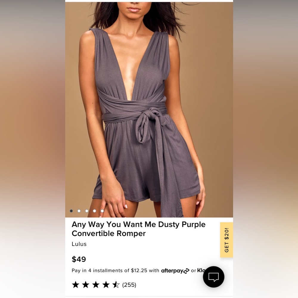 Lulu’s Any Way You Want Me Dusty Purple Wrap Romper NEVER WORN WITH TAGS Size M